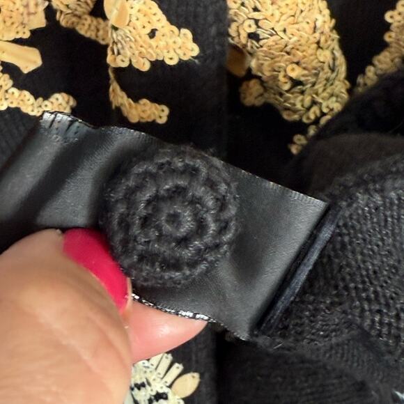 Michael Simon Vintage Sequined Safari Animal 3/4 Sleeve Cardigan W1555 Sz L - Picture 10 of 11